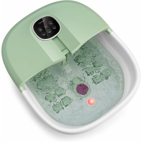 COSTWAY Masajeador Plegable para Pies con Calentamiento/Cubeta Pediluvio con Mando, Masaje con Burbujas, Masaje con Rodillo, Caja, Piedra Pómez y 3 Temperaturas Regulables (Verde)