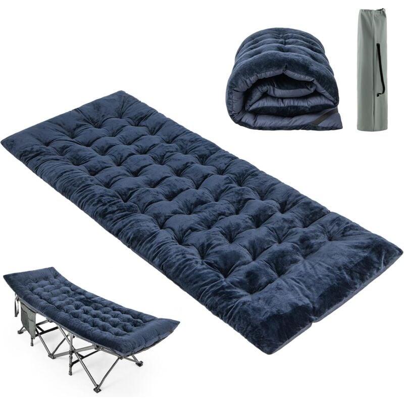Matelas de Camping Inclinable en Velours Cristal, Matelas de Couchage avec 4 Sangles de Fixation Poche de Fixation de Lit pour Voyages Randonnée,
