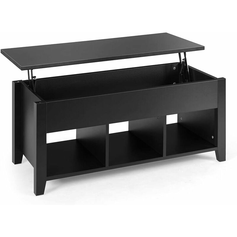 

Mesa de Centro Elevable de Madera con Compartimiento 104,5x49,5x48,5 cm Mesa de Café (Negro) - Costway