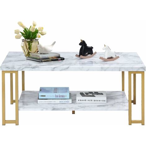 COSTWAY Mesa de Centro Mesa Auxiliar con Estante Mesita 100x49,5x45 cm
