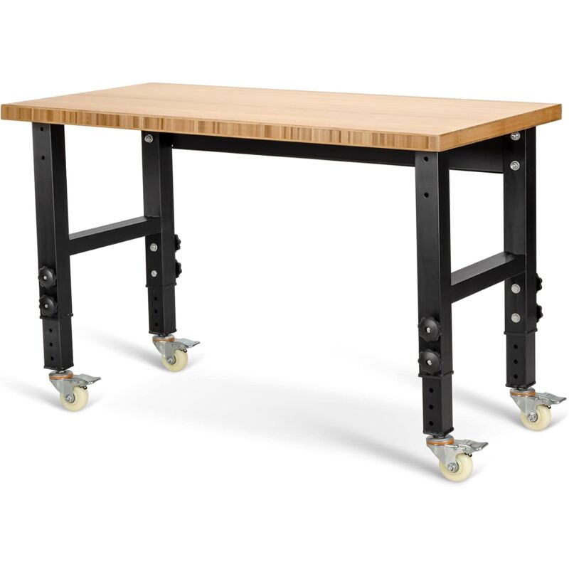 

COSTWAY Mesa de Trabajo Regulable en Altura Banco de trabajo Escritorio Resistente con Amplio Espacio Carga hasta 1000kg (Natural)