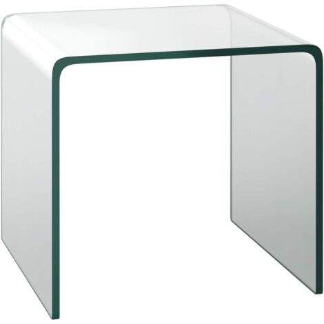 COSTWAY Mesas Auxiliares de Cristal, 45 x 45 x 41 cm, 2 Formas, Mesas de Centro Pequeñas, Mesa Auxiliar Salon Sofa de Vidrio Templado