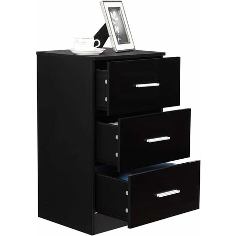 COSTWAY Mesita de Noche/Mesa Auxiliar/Archivador con 3 Cajones/Armario de Almacenamiento Gabinete Mueble para Oficina Hogar