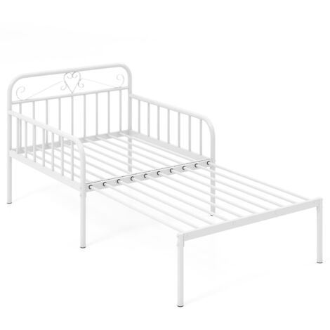 COSTWAY Metal Daybed Extendable Daybed to Single Size Bed Sofa Bed-White
