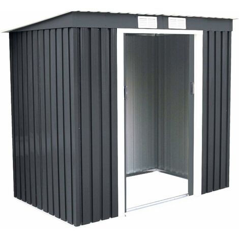 COSTWAY Metall Geraeteschuppen Geraetehaus 213x130x173cm Gartenhaus Garten Schuppen inkl. Metallfundament dunkelgrau