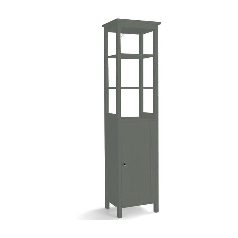 Meuble Colonne de Salle de Bain, Armoire Haute, Meuble de Rangement sur Pieds avec Un Grand Placard et 3 Compartiments Ouverts, Étagère Réglable, 32