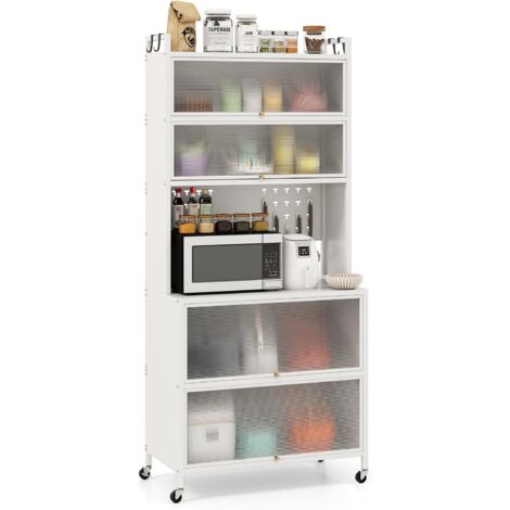 COSTWAY Buffet de Cuisine 2 Tiroirs, Placard 42L, Étagère Réglable
