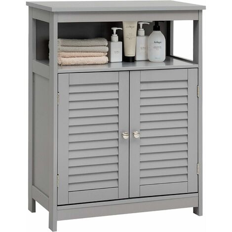 Costway – Meuble de rangement salle de bain en MDF 60x30,5x80 cm – Placard 2 portes – Étagère réglable – Capacité 35 kg