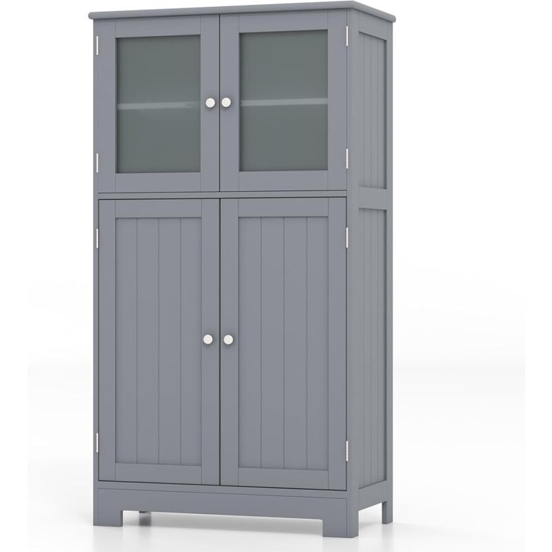 COSTWAY Meuble de Salle de Bain avec 4 Portes avec Etagère Réglable, Colonne Salle de Bain Armoire Haute pour Salon,Chambre,Bureau,Cuisine, 60 x 30 x