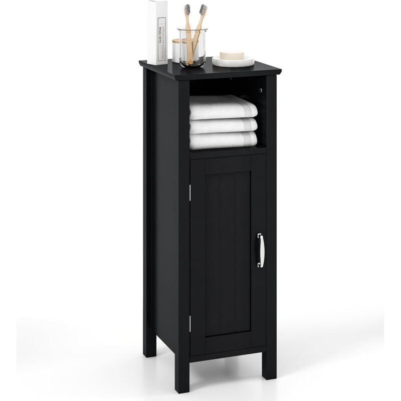 Meuble de Salle de Bain en Bois, Armoire de Rangement avec Porte et Étagères Réglables, Organisateur de Rangement pour Papier Toilette, 30 x 30 x 80