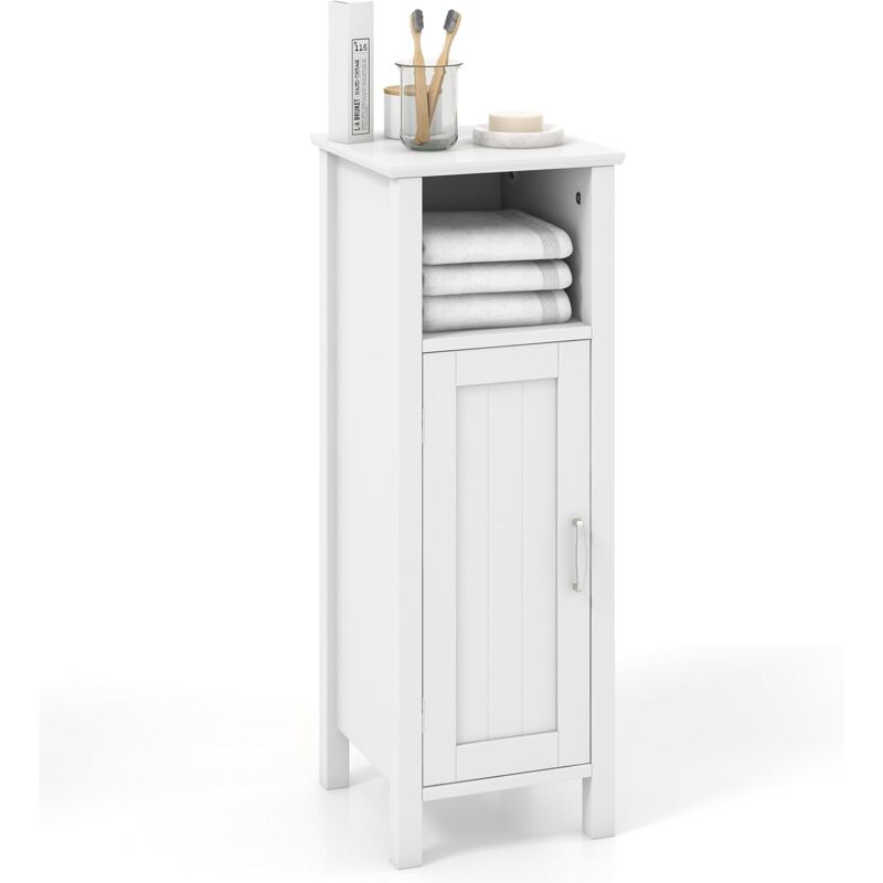 Meuble de Salle de Bain en Bois, Armoire de Rangement avec Porte et Étagères Réglables, Organisateur de Rangement pour Papier Toilette, 30 x 30 x 80