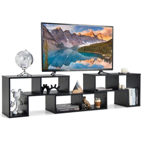 Costway – Meuble TV moderne 3 pièces – Étagère multi-fonctionnelle – Pour téléviseurs jusqu'à 49 pouces – Dimensions 134x30x43cm – MDF noir