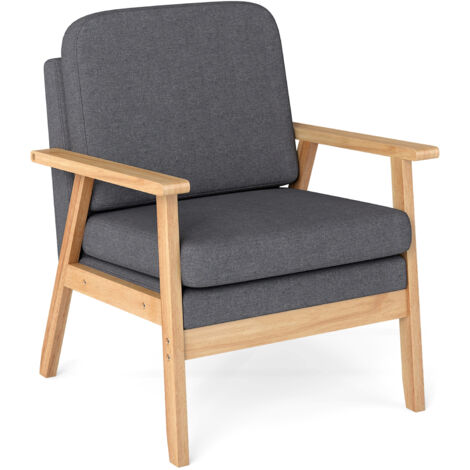 COSTWAY Mid-Century Accent Chair Upholstered Armchair Living Room