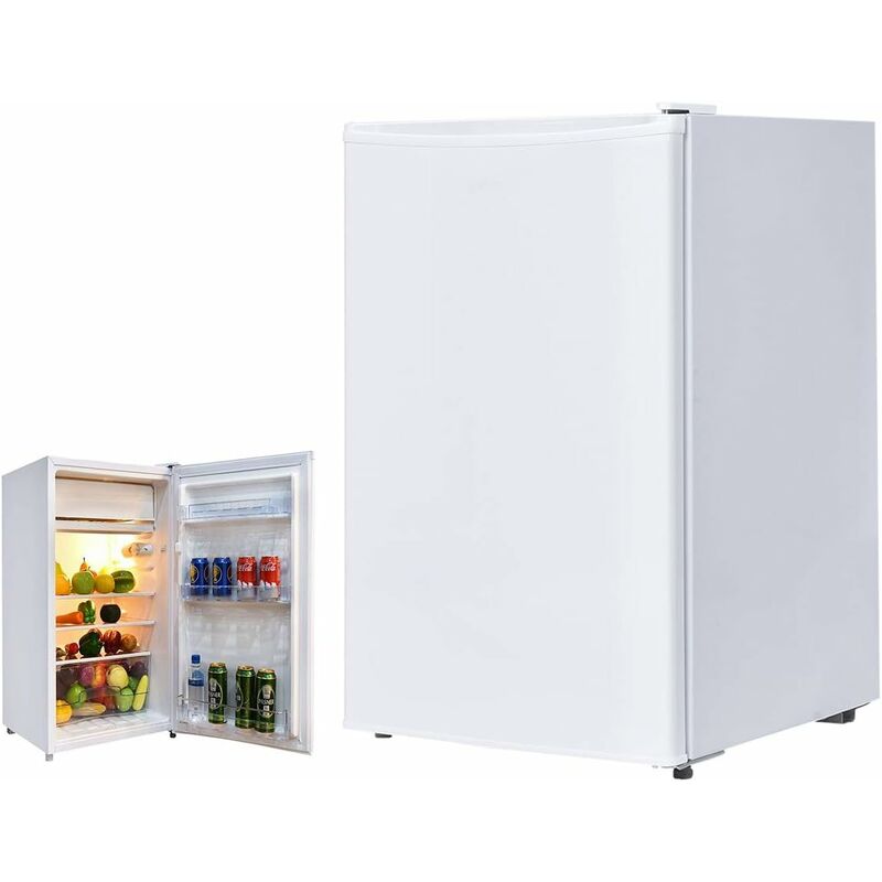 Mini Frigo 123L Frigo Combiné Silencieux 90W/230V Mini-Réfrigérateur Température -3 ℃ 10 ℃, Portable pour Chambre/Bureau-Blanc - Costway