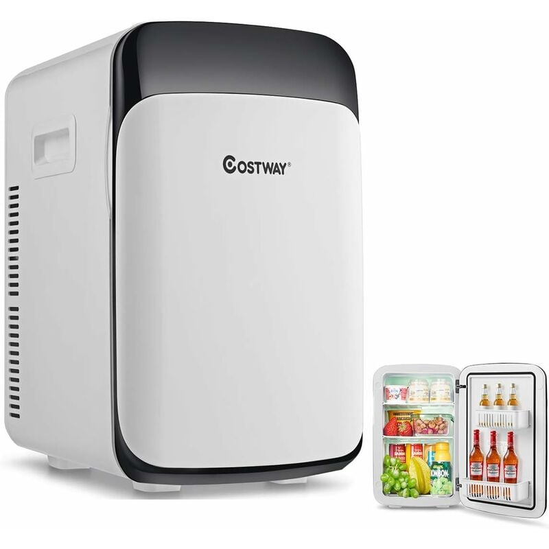 Costway - Mini Frigo 15L Mini Réfrigérateur 2 en 1 Fonction de Refroidissement et de Chauffage, Température -3 ℃ 50 ℃, 76 KWh/an pour Maison/Voiture