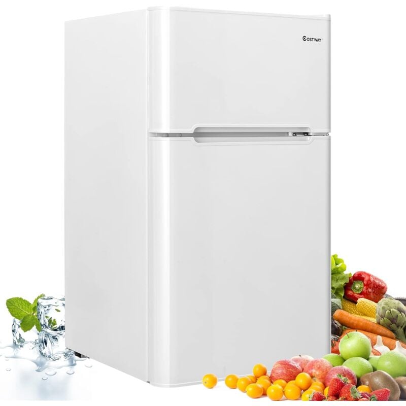 Costway - Réfrigérateur Congélateur 90 L(26L+64L) - Température de Refroidissement Réglable 0 à 10 °c et Congélateur de -18°C - Lumière led- 49,5 x
