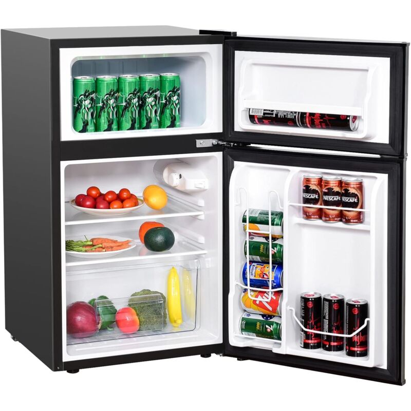 Costway - Réfrigérateur Congélateur 90 L(26L+64L) - Température de Refroidissement Réglable 0 à 10 °c et Congélateur de -18°C - Lumière led- 49,5 x