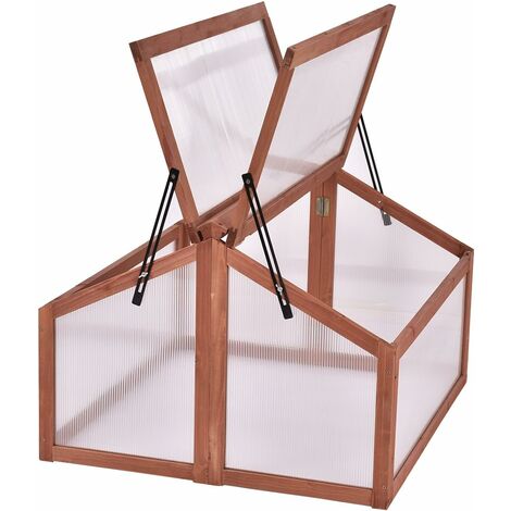 COSTWAY Mini Serre de Jardin en Bois et Polycarbonate avec Châssis Double Toit Amovible pour Balcon/Jardin/Court Intérieur 90 x 83 x