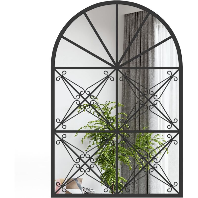 Costway - Miroir Mural Arche 58 x 87 cm, Grand Miroir Mural, Cadre en Métal, Crochts et Vis d'Expansion Inclus, Miroir Incassable, Miroir Mural