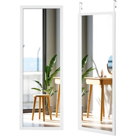 Costway – Miroir mural suspendu 120 x 37 cm – Cadre en MDF robuste – Crochets de suspension réglables – Verre anti-éclat pour sécurité