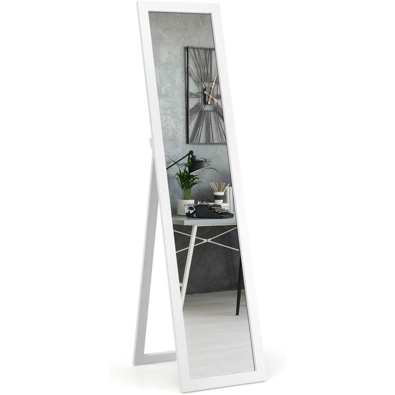 Costway - Miroir Pleine Longueur sur Pied, Grand Miroir avec Cadre en MDF 155 cm x 37 cm, Miroir de Plain Pied Rectangulaire pour Chambre, Salon et