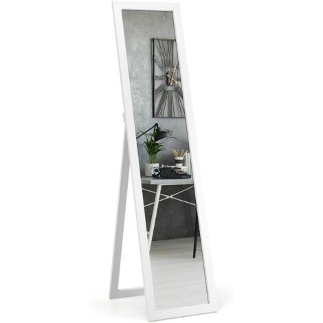 COSTWAY Miroir Pleine Longueur sur Pied, Grand Miroir avec Cadre en MDF 155 cm x 37 cm, Miroir de Plain Pied Rectangulaire pour Chambre, Salon et Entrée
