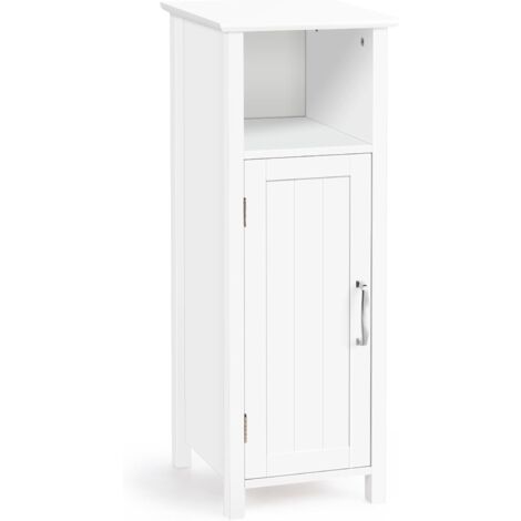 COSTWAY Mobile Bagno 30 x 30 x 80cm, Armadietto Salvaspazio in Legno con Ante e Ripiani Regolabili per Cucina, Soggiorno e Corridoio, Mobiletto Spazioso (Bianco)