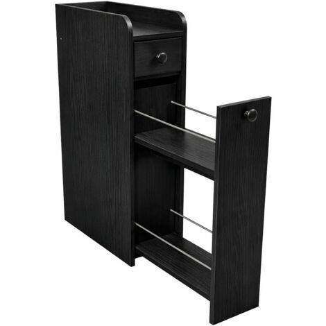 COSTWAY Mobile da Bagno Piccolo, Mobiletto con Cassetti e Ruote Girevoli,40x18x70 cm,Nero