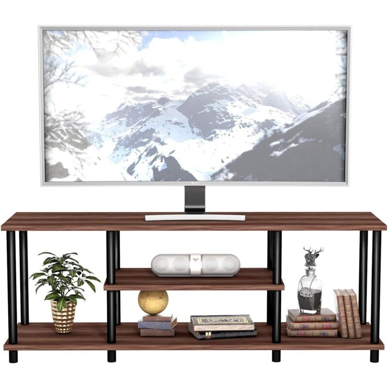 Walker Edison Nora - Mobile TV Moderno In Nero Per TV Fino A 90 Pollici - 203 Cm Con 4 Cubbies E Ante - Console TV Con Gestione Cavi - 4