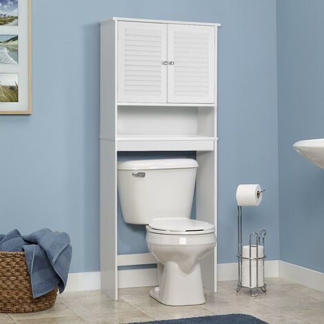 COSTWAY Armadio Sopra WC, Mobiletto da Bagno con Doppia Anta e Telaio in  Metallo, Scaffale Sopra