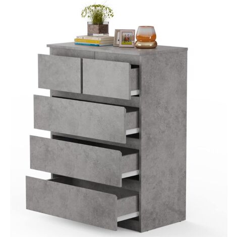 COSTWAY Mobili Cassettiera con 5 Cassetti, Armadietto per Camera da Letto e Bagno, Multifunzione, in Legno (Grigio)