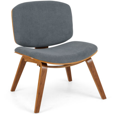 COSTWAY Modern Accent Chair Upholstered Side Chair with Curved Backrest-Brown