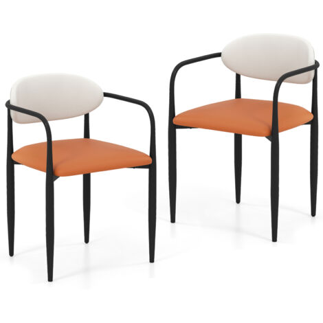 COSTWAY Modern Dining Chairs Set of 2 Faux Leather Upholstered Kitchen Chairs