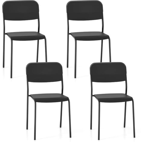 COSTWAY Modern Dining Chairs Set of 4 Stackable Kitchen Chairs-Black