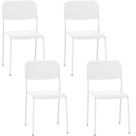 COSTWAY Modern Dining Chairs Set of 4 Stackable Kitchen Chairs-White