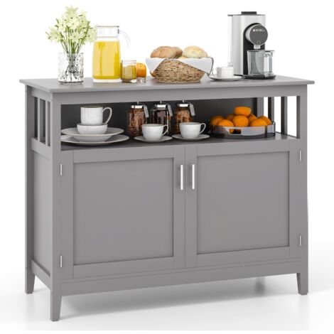COSTWAY Modern Storage Cabinet Kitchen Buffet Server Sideboard w/ Shelf-Grey