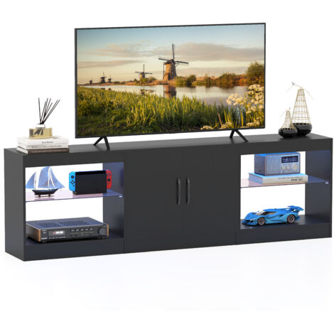 COSTWAY Modular TV Stand for 85" TVs 3-in-1 Entertainment Center-Black