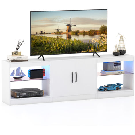 COSTWAY Modular TV Stand for 85" TVs 3-in-1 Entertainment Center-White