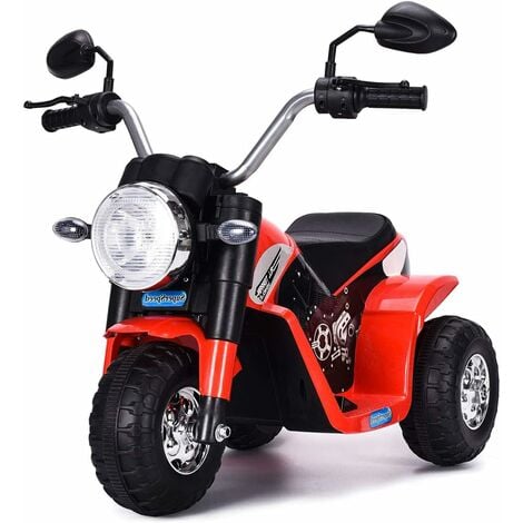COSTWAY Moto Electrique pour Enfants 6 V Moto Véhicule Electrique pour Enfant à partir de 3 à 8 Ans Capacité de Charge 20KG Vitesse : 3-4km/h Rouge/Jaune
