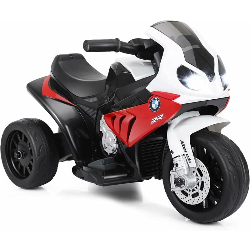 Costway - bmw Moto Electrique pour Enfants 6 v 4Ah 1 Place, Moto à 3 Roues 3 Km/h avec Phare Lumineux, Musiques, pour Enfant 18-36 Mois Rouge