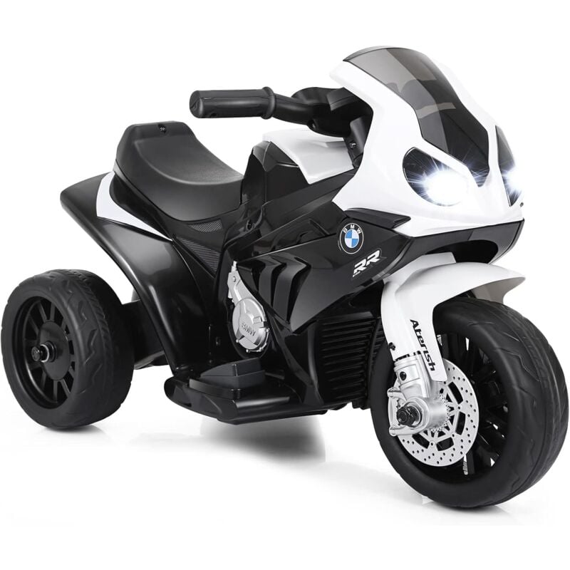 Costway - bmw Moto Electrique pour Enfants 6 v 4Ah 1 Place, Moto à 3 Roues 3 Km/h avec Phare Lumineux, Musiques, pour Enfant 18-36 Mois Noir