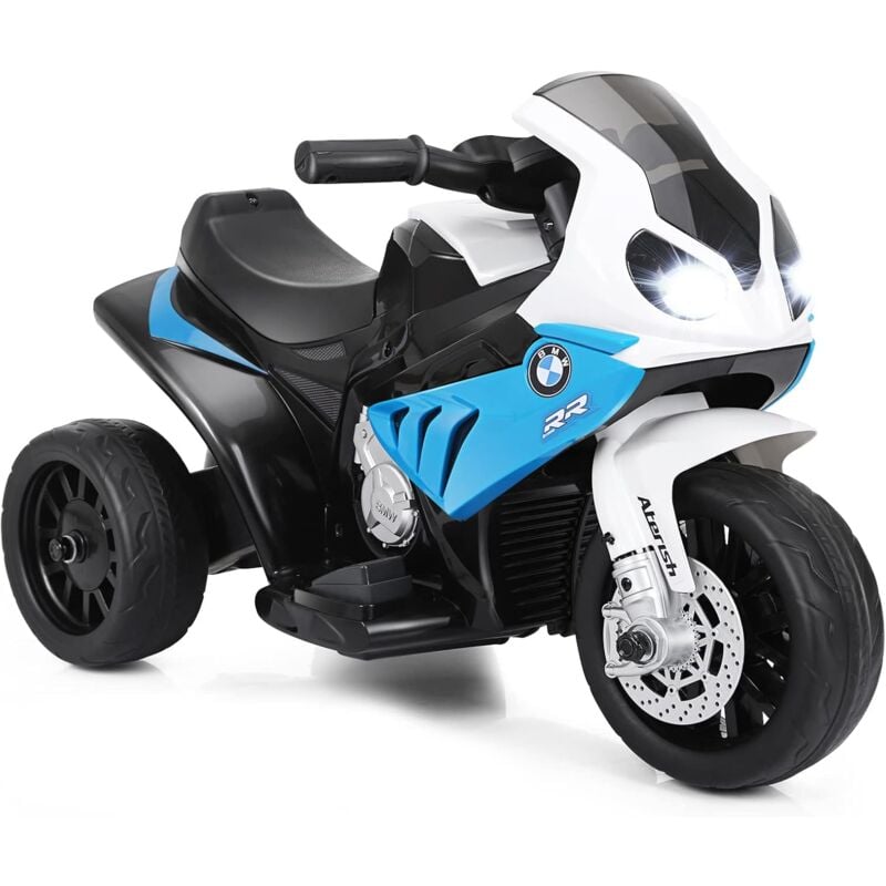 Costway - bmw Moto Electrique pour Enfants 6 v 4Ah 1 Place, Moto à 3 Roues 3 Km/h avec Phare Lumineux, Musiques, pour Enfant 18-36 Mois Bleu