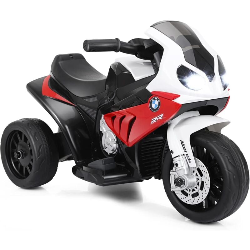 

Moto Montable para Niños, Motocicleta con 3 Ruedas para Niños y Niñas, Alimentada a Batería 6 V (Rojo) - Costway