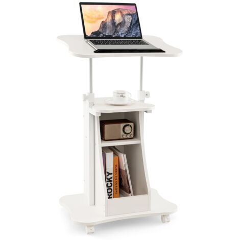COSTWAY Movable Laptop Table Height Adjustable Computer Workstation W/Storage