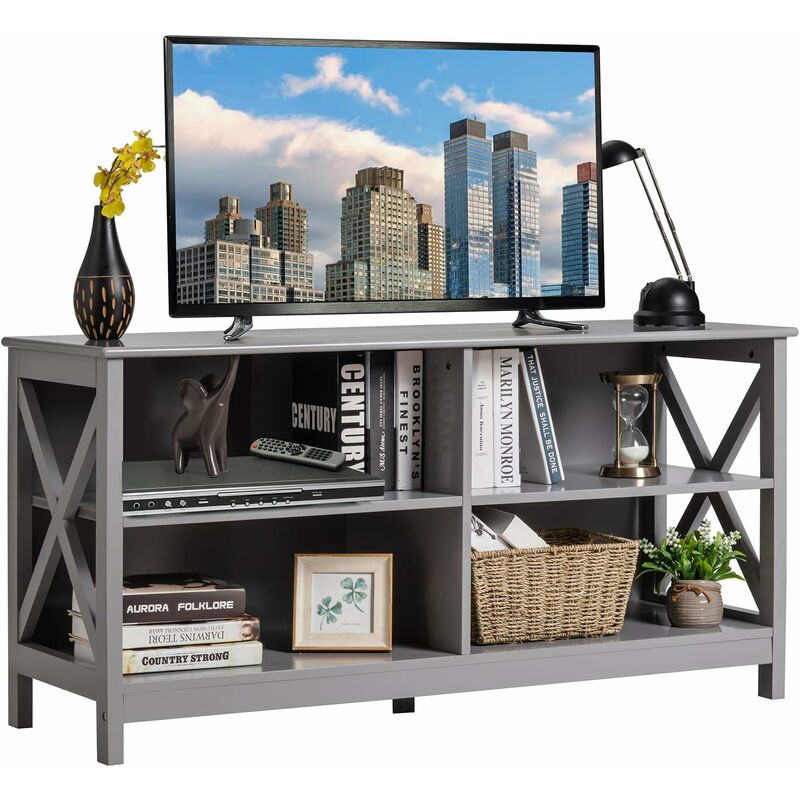 

Mueble de Madera para TV Mueble con 3 Niveles y Repisas Consola Rustica Industrial (Gris) - Costway