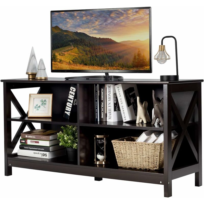 

Mueble de Madera para TV Mueble con 3 Niveles y Repisas Consola Rustica Industrial Marrón - Costway