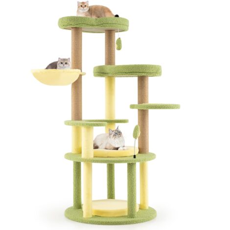 COSTWAY Multi-level Cat Tree Avocado Theme Cat Tower w/ Wide Perch-Green