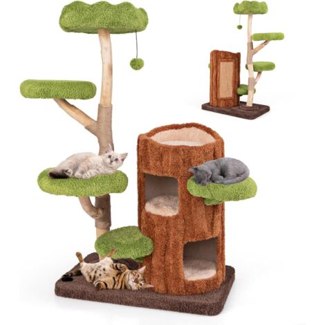 COSTWAY Multi-level Cat Tree Tree Hole Designed Cat Tower with Double Decker Cat House