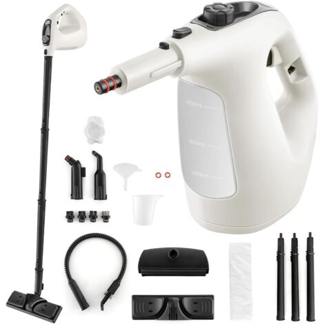 COSTWAY Nettoyeur Vapeur Portatif 1400W avec 14 Accessoires, Balai Vapeur Continue et Durée d’Utilisation Illimitée Réservoir d’Eau 400 ml, pour Nettoyer Plancher Tapis Rideaux (Gris)