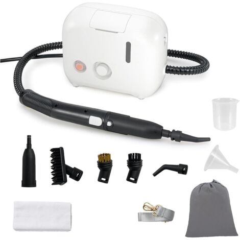 COSTWAY Nettoyeur Vapeur Portatif 1500W avec 11 Accessoires, Balai Vapeur Durée d'Utilisation Illimitée Réservoir d'Eau 1 L, Nettoyant Vapeur pour Sol Canapé Vitre Plancher Tapis Rideaux (Blanc)